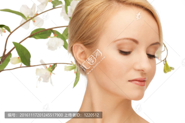 美麗的女人與蘭花
