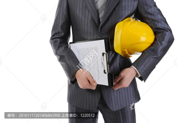 帶建筑頭盔的商人