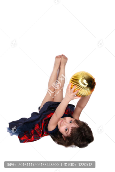 愛玩的女孩大圣誕燈泡
