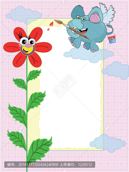 大象畫花；框架