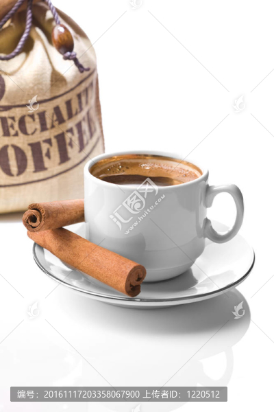 咖啡杯和麻袋
