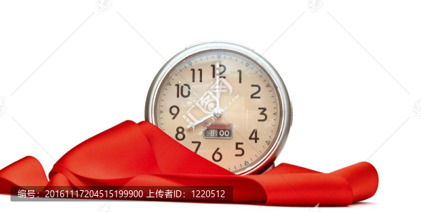 白色的紅色色帶上的鬧鐘