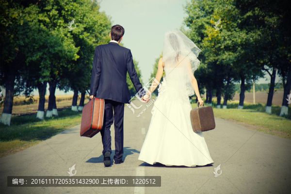 夫婦拿著手提箱的國家