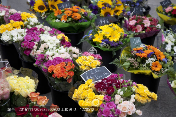 出售鮮花花卉市場上的一束；艾克斯；法國