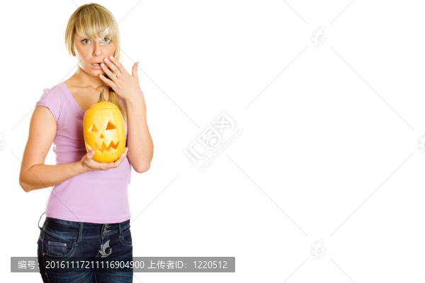 迷人的女人與南瓜萬圣節(jié)