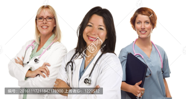 三名女醫(yī)生或護士白