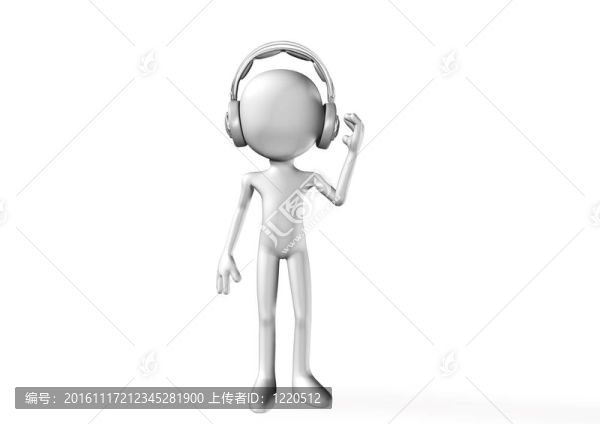 抽象的3D人與耳機(jī)-匯圖網(wǎng) www.fosd68.com 抽象的3D人與耳機(jī)
