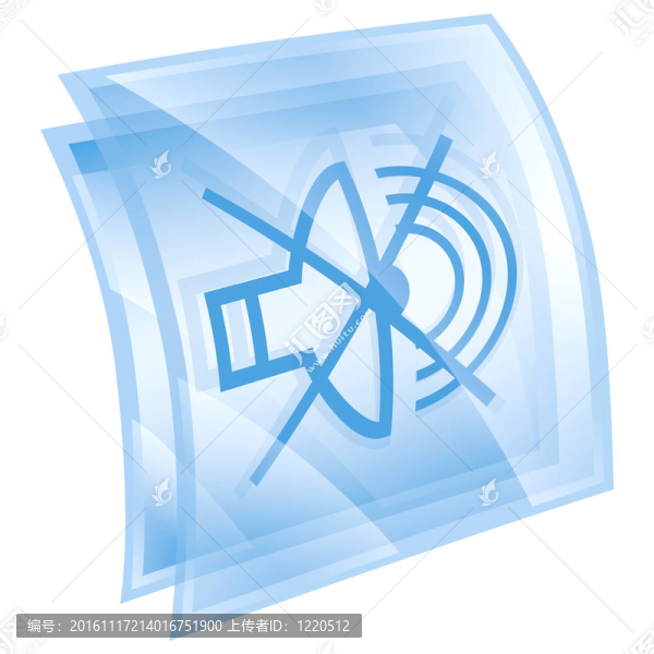揚(yáng)聲器關(guān)閉圖標(biāo)藍(lán)色；孤立的白色背景。