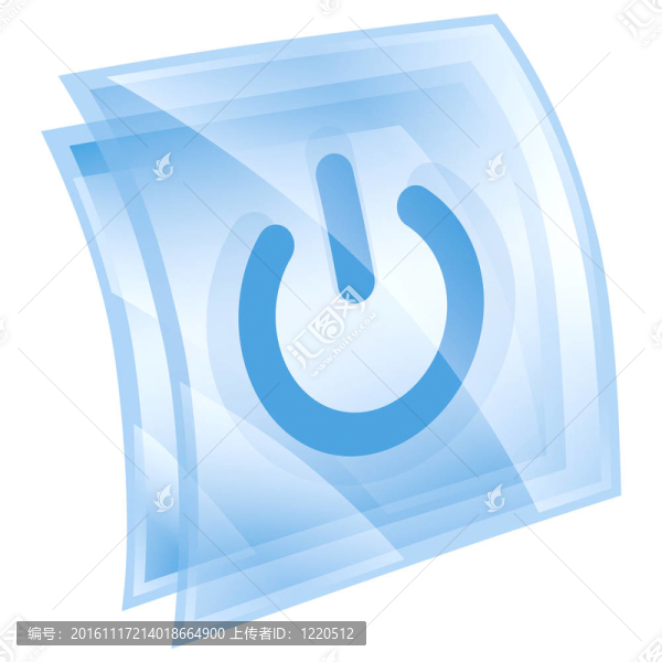 電源按鈕藍色；白色背景隔離。