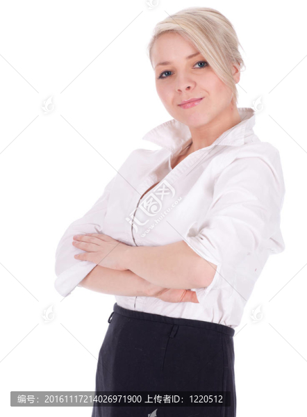 微笑的年輕長發(fā)女人穿著優(yōu)雅的襯衫