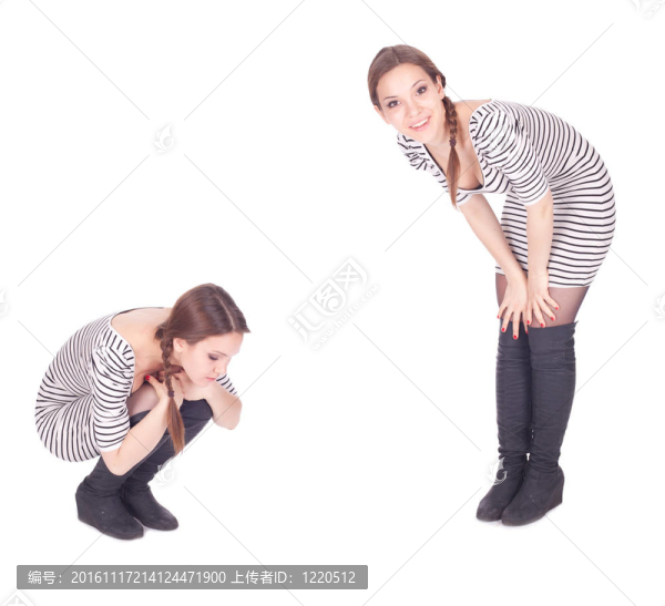 微笑的年輕漂亮的長發(fā)女人穿著