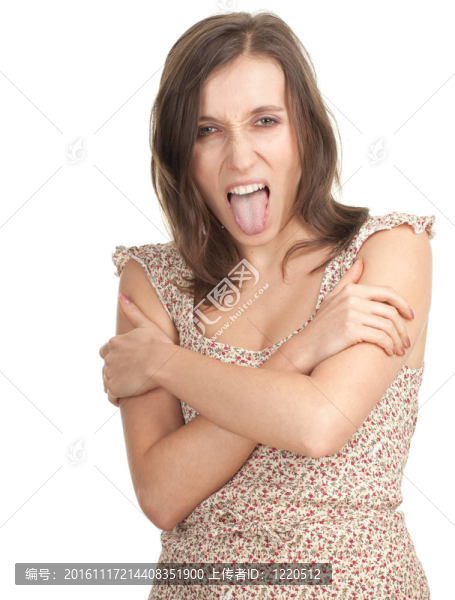 憤怒；張開嘴喊年輕女子