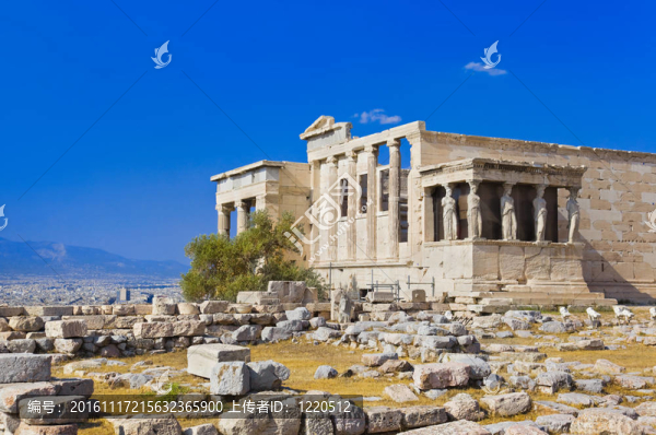 伊瑞克提翁神廟在阿克羅波利斯Athens；希臘