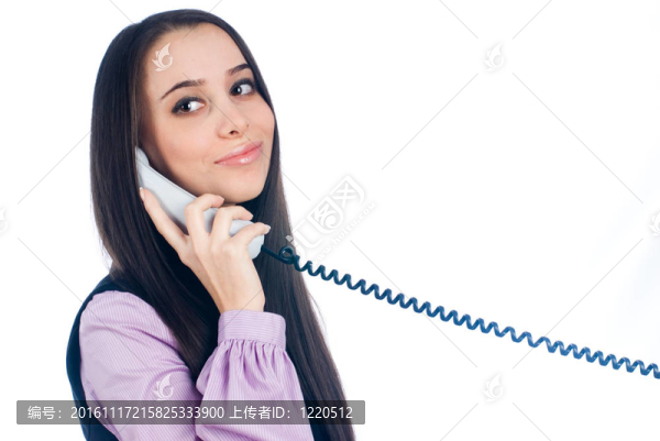 帶有線電話的女孩