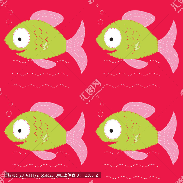 無縫魚花紋背景。