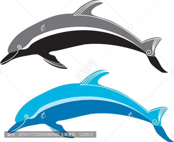 海豚和海洋。符號