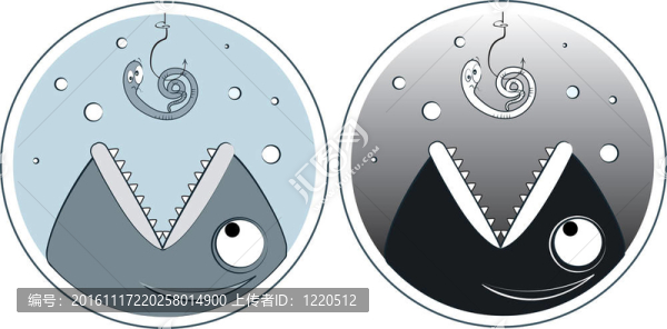 釣魚(yú)圖標(biāo)魚(yú)和蠕蟲(chóng)
