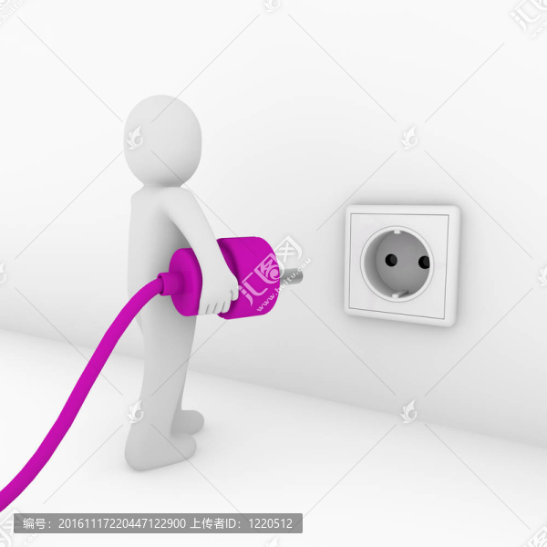 3D男子插頭插座紫色