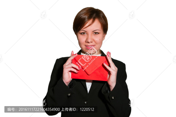 漂亮的年輕商業(yè)婦女與信封