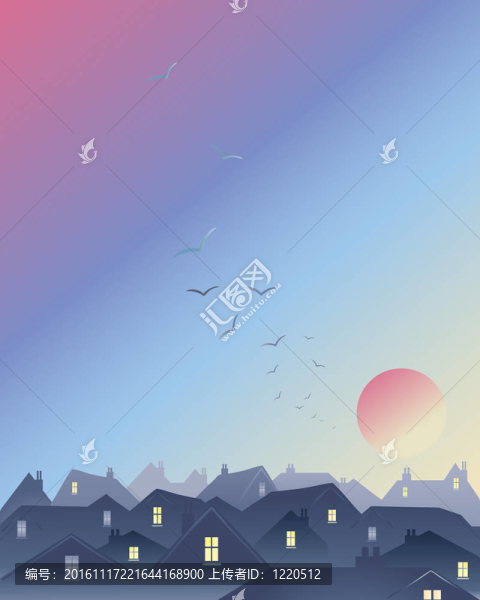 城市中的紅色天空