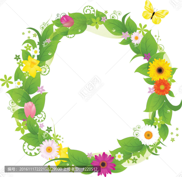 Flowers和樹葉的花環(huán)