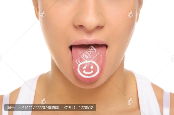舌頭與畫的快樂的臉