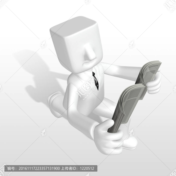 3D商務(wù)男士閱讀