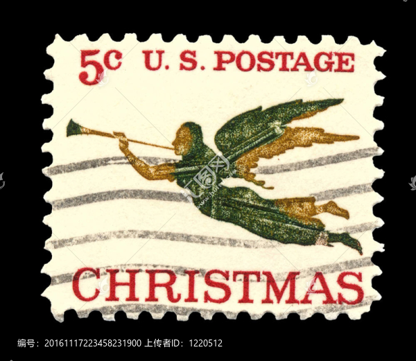 美國1965圣誕郵票；Angel,with,Trumpet