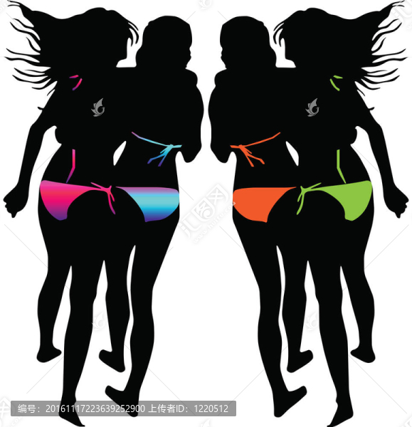 Bikini的女人剪影