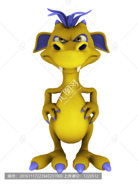 可愛(ài)的卡通怪物看起來(lái)很生氣。
