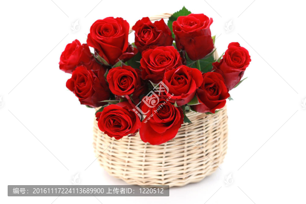 籃子里裝滿了紅玫瑰