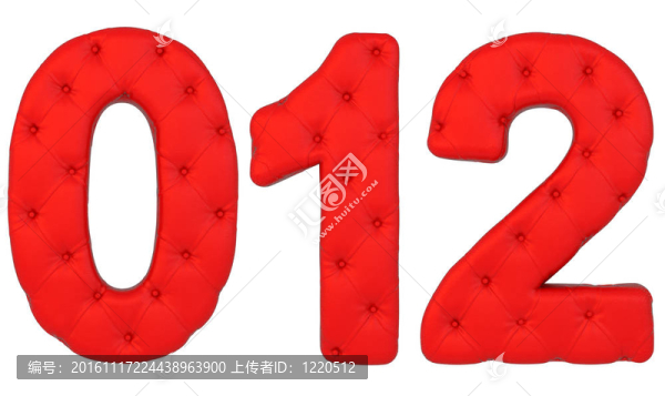豪華紅色皮革字體0個(gè)2數(shù)字孤立