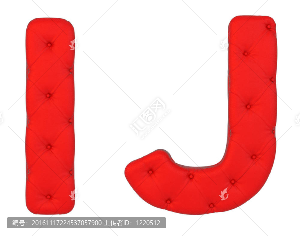 豪華紅皮革字體I,J字母