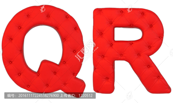 豪華紅皮革字體Q,R字母