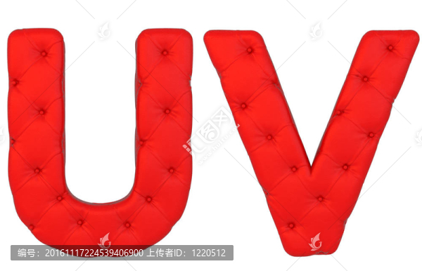 豪華紅皮革字體U,V字母