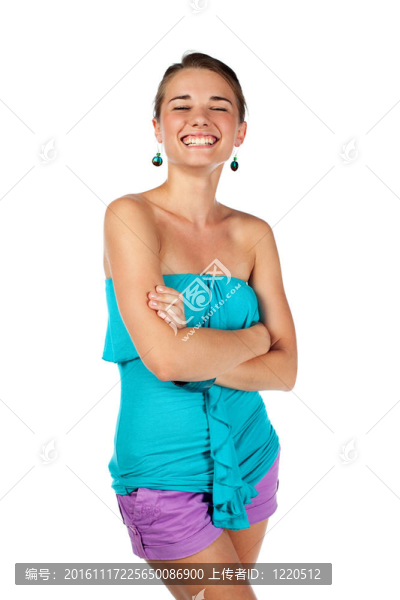 女人笑了。白色隔離