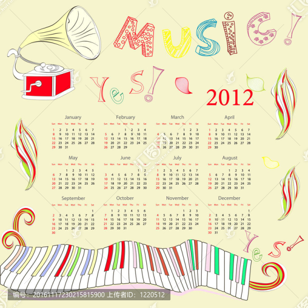 原始日歷為2012