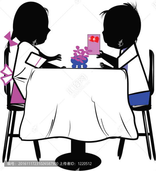 在桌子上的男孩和女孩