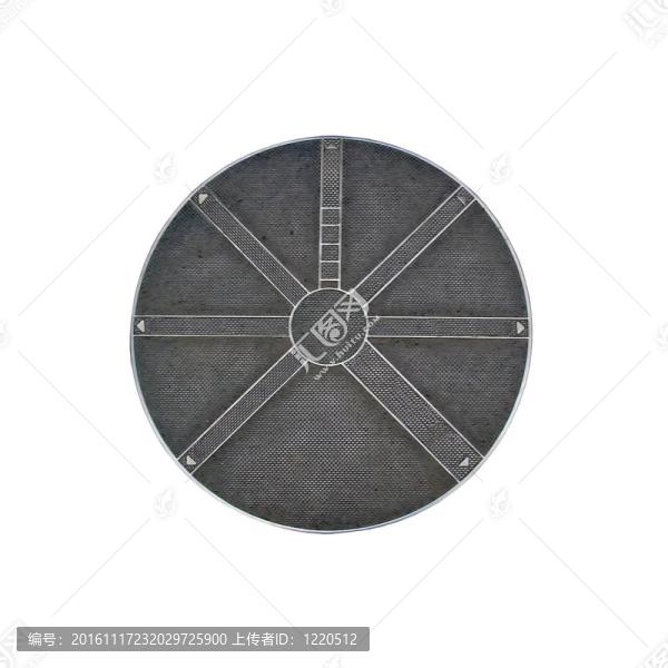 圓形生銹金屬艙口；方向概念