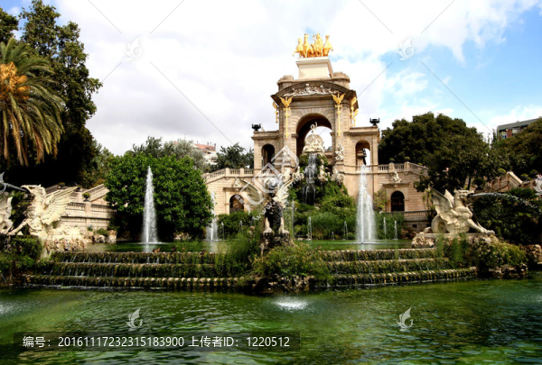 在巴塞羅那城堡公園噴泉；西班牙