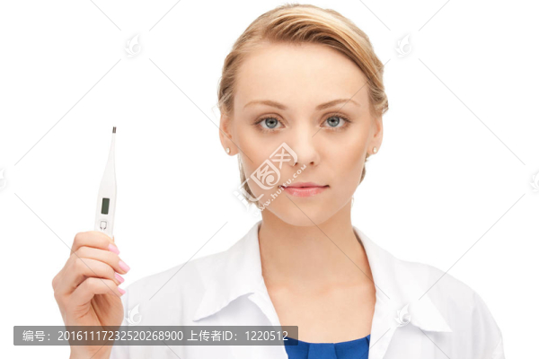 帶溫度計(jì)的迷人女醫(yī)生