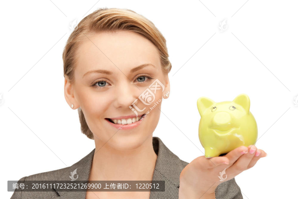 可愛(ài)的女人與小豬銀行