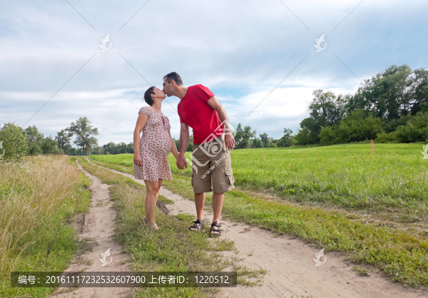 丈夫吻他懷孕的妻子