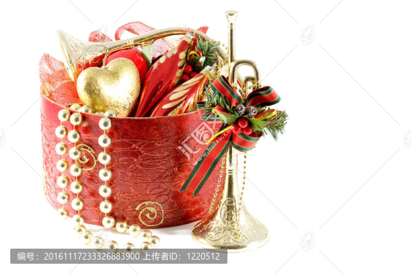 金色和紅色的圣誕裝飾