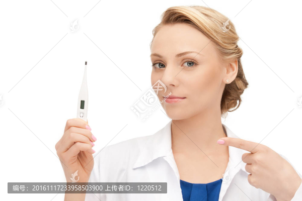 帶溫度計(jì)的迷人女醫(yī)生