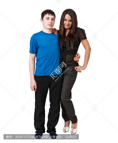 女人和男人在白色背景上擺姿勢