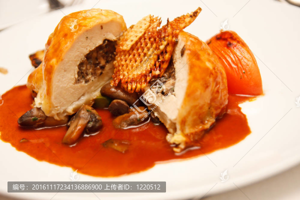 蘑菇餡雞