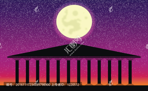 夜晚的希臘神廟