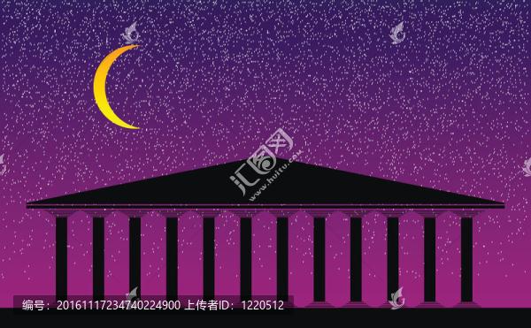 夜晚的希臘神廟