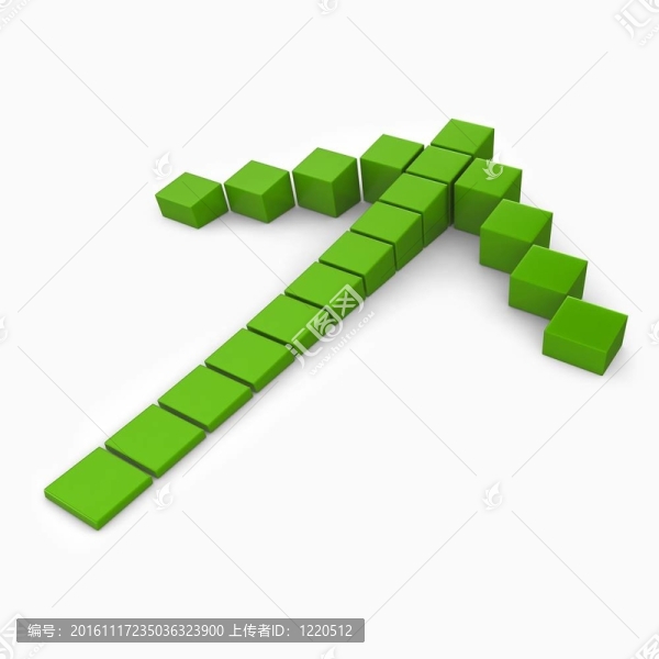 三維綠色立方體箭頭上升